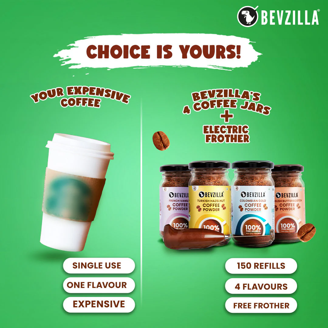 75GM x 4 Flavoured Coffee Jars with Free Electric Frother. - Image 3