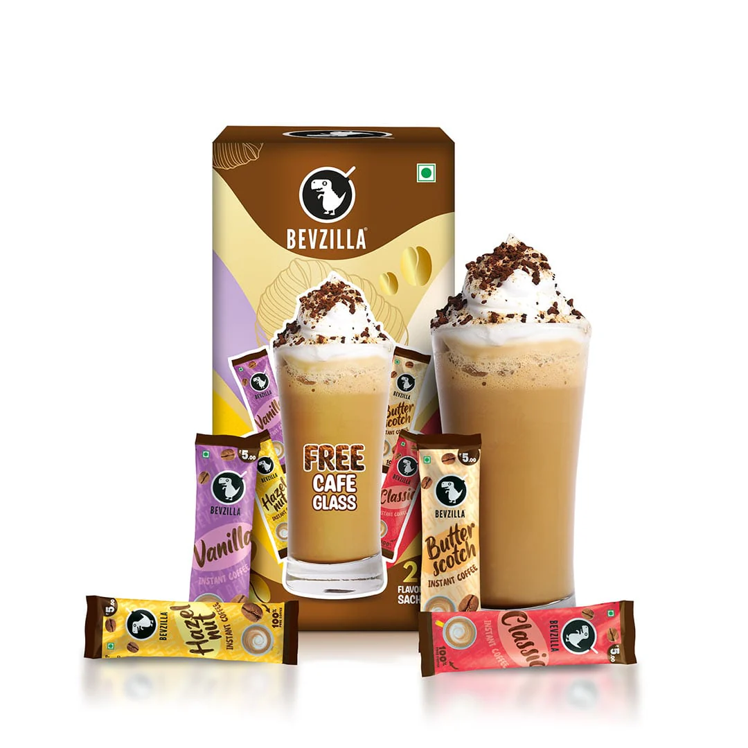 Assorted pack of 	Coffee Sachets With 25 flavoured coffee sachets + free cafe glass - Image 3
