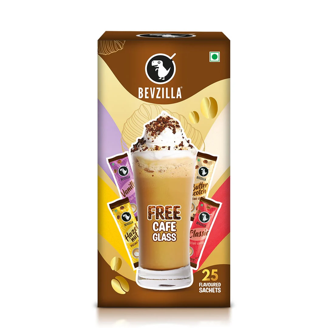 Assorted pack of 	Coffee Sachets With 25 flavoured coffee sachets + free cafe glass - Image 4