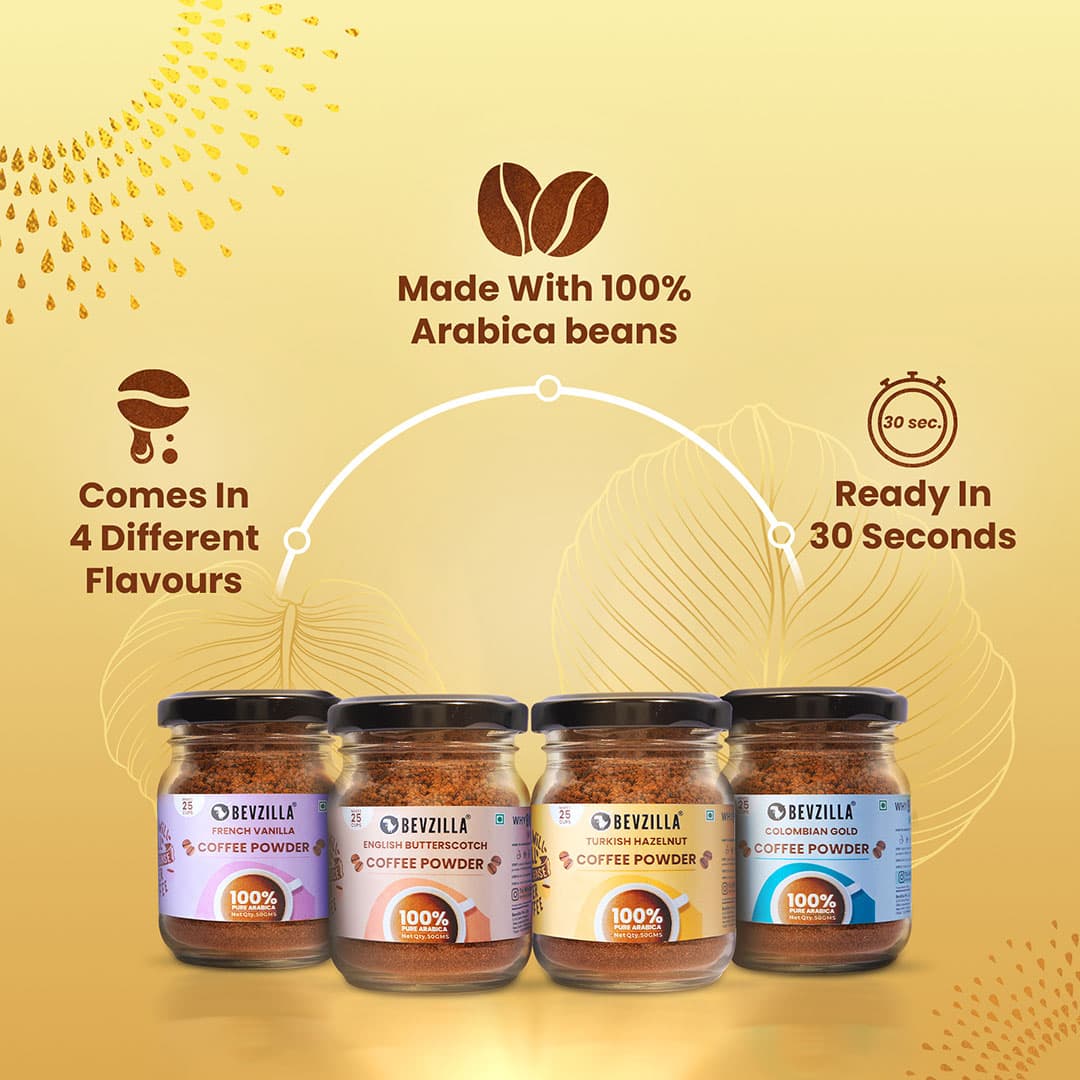 4 Flavoured Coffee Jars & Cafe Glass Gift Box - Image 3