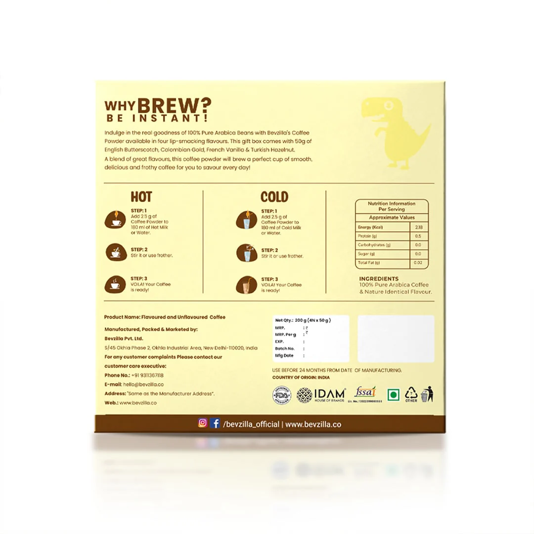 4 Flavoured Coffee Jars & Cafe Glass Gift Box - Image 7