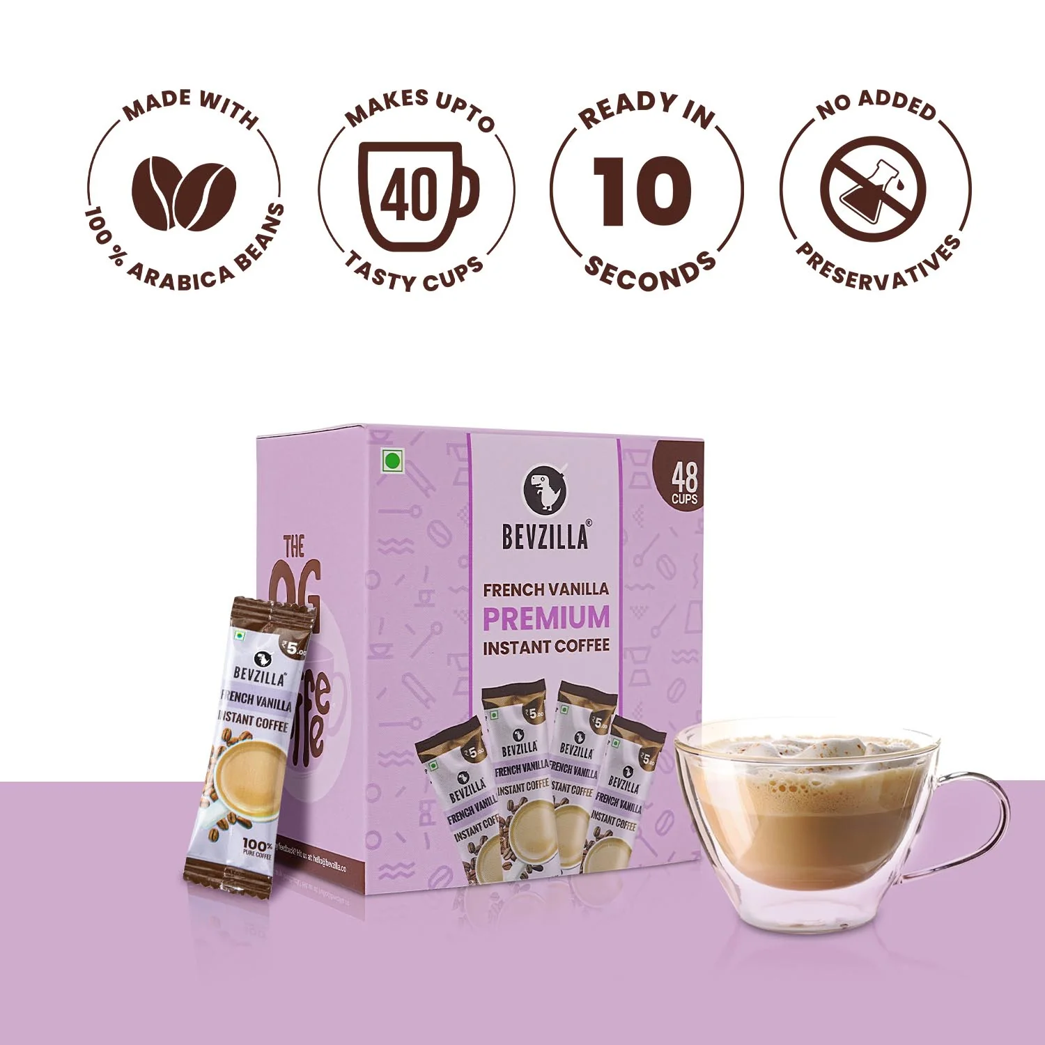 48 French Vanilla Coffee Sachets Box - Image 3
